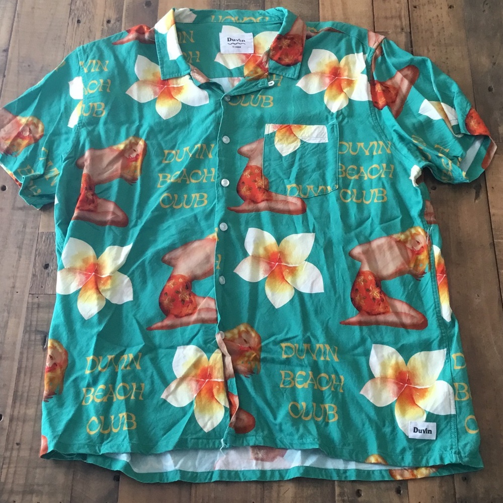 Duvin Green Floral Short-Sleeve Button-Down Shirt